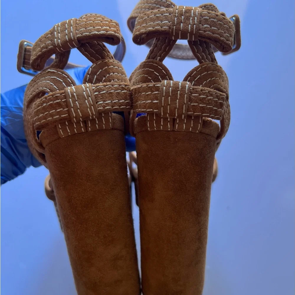 Tabitha Simmons‎ Tan Platform Block Heel Sandals